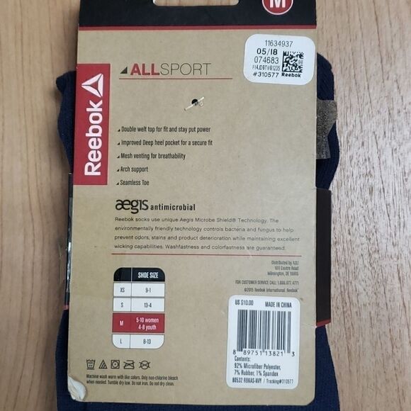 NEW! REEBOK ALL SPORT NAVY BLUE SOCKS - Picture 5 of 9